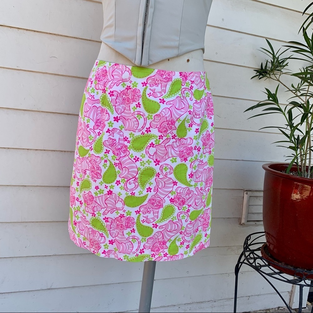 VTG 90 2000 y2K Pastel Lily Pulitzer Cat Martini Tiger Skirt Preppy Floral 6 Pok - Picture 6 of 8